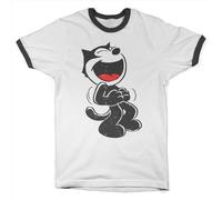 Felix the Cat Officially Licensed Hand Drawn Mens T-Shirt (White-Black), Large