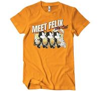 Felix the Cat Officially Licensed Meet Mens T-Shirt (Orange), Small