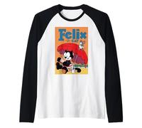 Felix the Cat Surf Vibes - Classic Mischievous Cartoon Raglan Baseball Tee
