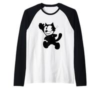 Felix The Cat Waving to Judy - Vintage Cartoon Art Raglan Baseball Tee