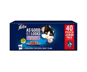 Felix Wet Cat Adult Food AGAIL Mixed Selection in Jelly 40 Pack