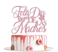 Feliz Dia De Las Madres Cake Topper, Mother's Day Cake Decorations, Best Mom Ever, Feliz Dia Mama, Happy Mother's Day Party Decorations (Pink Glitter)