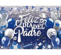 Feliz Día Del Padre Backdrop 7x5FT Spanish El Mejor Papá Banner Background Blue Silver Happy Father Day Party Decorations Supplies Photo Props