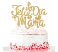 Feliz Dia Mama Cake Topper, Best Mom Ever, Happy Mothers Day Decorations, Mothers Day Party Decorations Supplies Gold Glitter