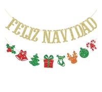 Feliz Navidad Banner, Sign, Navidad, Mexican Christmas, Southwest Christmas, Spanish Christmas Garland, Holiday Banner, Christmas Decor (Gold)