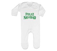 Feliz Navidad [BCX] Baby Romper Jumpsuit with feet, 0-3 Months, White