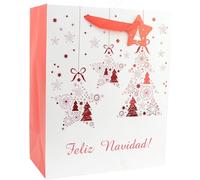 Feliz Navidad Christmas Gift Bag, Festive Holiday Design, 1 Pack Medium Size - Assorted Colour