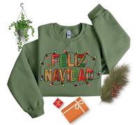 Feliz Navidad Christmas Jumper - Spanish Family Matching Sweater with Festive Lights Design - Cozy Holiday Sweatshirt for All Ages (UK, Alpha, XL, Regular, Regular, Heather Grey)