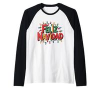 Feliz Navidad con Guirnalda de Luces Festivas Raglan Baseball Tee