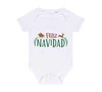 Feliz Navidad Style Two Baby Grow Vest, 3-6 Months, White