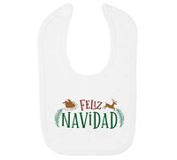 Feliz Navidad Style Two Cotton Baby bib - White