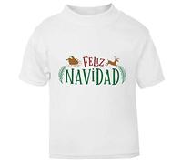 Feliz Navidad Style Two Short Sleeve Cotton Toddler t Shirt, 1-2 Years, White