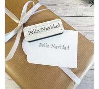 Feliz Navidad Wooden Rubber Stamp, DIY Christmas Crafts, Gift Tags, Scrapbooking Stamps, Christmas Wooden Stamp D4