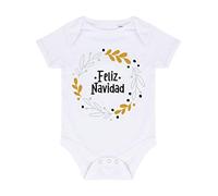 Feliz Navidad Wreath Style one Baby Grow Vest, 3-6 Months, White