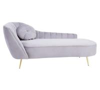 Felizia Grey Velvet Fabric Left Arm Lounge Chaise with Gold Legs