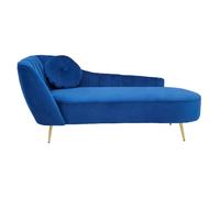 Felizia Lounge Chaise - Left Arm - Midnight Blue Velvet Fabric with Gold Legs