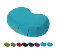 FelizMax Crescent Zafu Meditation Pillow, 44 x 28 x 14 cm, Zabuton Yoga Bolster, Meditation Cushion, Floor Pouf, Yoga Pillow, Zippered Organic Cotton Cover, Natural Buckwheat, Kneeling Pillow - Large