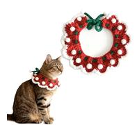 Felizzyroo Cat collar,adjustable hand-knitted cat collar with cute little dots,suitable for daily life,birthdays and Christmas(Red)