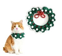 Felizzyroo Cat collar,adjustable hand-knitted cat collar with cute little dots,suitable for daily life,birthdays and Christmas(Green)