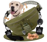 fell&bell Dog Treat Bag - Waterproof Treat Bag with 2 Snack Compartments, 1.8 L Main Compartment, Mobile Phone Pocket & Waste Bag Dispenser | Food Bag Dog Training & Dog Bag for Puppies Accessories