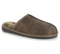 Fella Mens Backless Slippers Mules Soft Distressed Leather Memory Foam Faux Fur Comfort Outdoor Sole Slip Ons (Brown, UK 6)
