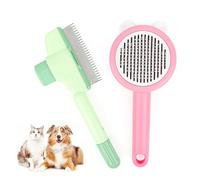 Fellblitz Cat Brush, Pack of 2 Self-Cleaning Cat Brush, Flea Comb for Cats and Dogs, Fur Brush for Long and Short Hair, Detangling, Removing Loose Hair, Massaging Cat Comb