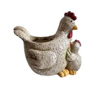 Fellflying Chicken Planter Pot, Animal Planter Pot For Indoor Plants, Chicken Statue Resin Flower Garden Decoration, Parent-Child Chicken Flowerpot For Patio, Yard Ornament/21x18x18cm