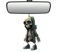 Fellflying Cool Swinging Skull Car Pendant,Skull Car Rear View Hanging Ornament Accessories Interior For Women Men Goth Swinging Skeleton Pendant Charm Things