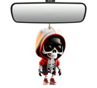 Fellflying Cool Swinging Skull Car Pendant,Skull Car Rear View Hanging Ornament Accessories Interior For Women Men Goth Swinging Skeleton Pendant Charm Things
