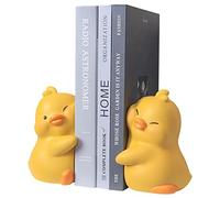 Fellflying Decorative Bookends, Cartoon Duck Bookends, Ducks Hugging Bookshelf Stopper, Cute Cartoon Resin Book Support for Living Room - 17 * 13 * 10cm - 1 Pair