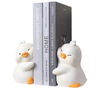 Fellflying Decorative Bookends, Cartoon Duck Bookends, Ducks Hugging Bookshelf Stopper, Cute Cartoon Resin Book Support for Living Room - 17 * 13 * 10cm - 1 Pair