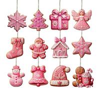 Fellflying Gingerbread Christmas Ornaments Set | Cartoon Pendant Charm,Festive Charm 2D Decor for Party Gathering Home Festival Activities Outdoor Indoor
