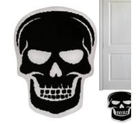 Fellflying Halloween Bat Bath Mat - Skull Front Door Mat Gothic Skull Rug Gothic Rugs For Bedroom Non Slip Halloween Bath Mat Skull Bath Mat Black Gothic Home Decor For Bedroom Kitchen Room,40x60cm