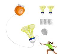 Fellflying Single Playing Badminton Shuttlecocks, Study Badminton Trainer | Portable Badminton Single Training Devices | Self-Training Tool Trainer for Single Player Equipment Rebound Tool