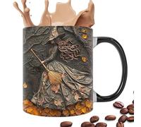 Fellflying Witch Coffee Mug,Halloween Travel Mug - Ceramic Halloween Mug Cups, Halloween Elegant Drinking Mug Stylish 350ml for Women Men