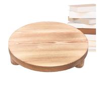 Fellflying Wood Risers For Decor- Rustic Round Wooden Pedestal Stand Footed Tray For Display Decorative Table Riser, Wooden Round Tray With Feet Riser Display Stand For Dessert Candle Cake Plant