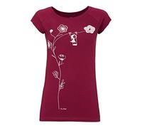FellHerz Rocking Girl Dark Red Women's T-Shirt Made from 100% Organic Cotton Fair Alternative Sustainable Eco Swing Flower Girl - Red - 8