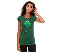 FellHerz Women's T-Shirt Flower Book Dark Green Organic and Fair, dark green, M