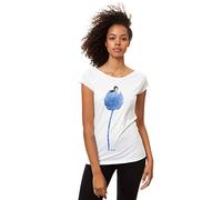 FellHerz Women's T-Shirt Flower Book White Organic Fair and Vegan, White, S