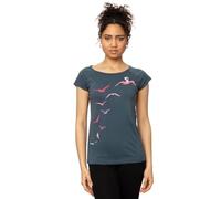 FellHerz Women's T-Shirt Seagull Flight Cap Sleeve Organic, Fair and Vegan, grey, XXL