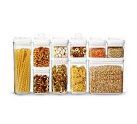 Felli Flip Tite Rectangular Airtight Food Storage Container w/ Easy Sealed Mechanism, Kitchen Organization Jar Clear Canister Organizing Coffee Snack (Regular 10PC Variety Set), White Lids