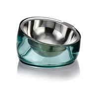 Felli Pet Oblik Raised Dog Food Bowl Stainless Steel Slanted Oval Dish Dishwasher Safe, No Spill for Small Medium Frenchie Bulldog, Elevated Acrylic Stand Tilted Metal Feeder (1.5Cups, Classic)