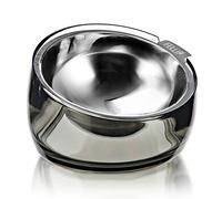 Felli Pet Oblik Spill Proof Dog Food Water Bowl Raised Acrylic Cone, Stainless Steel Tilted Oval Dish Pet Friendly, Slanted Metal Plate Feeder Elevated for Small Medium Size Dog (1.5Cup, Smoky)