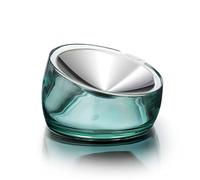 Felli Pet Whisker Fatigue Relief Raised Cat Food Bowl Stainless Steel Angled Shallow Dish Tilted, Anti Vomit, Spill Proof, Slanted Feeder Flat Metal Plate Acrylic Elevated Puppy (0.5 Cups, Classic)