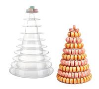 Fellibay 10-Tier Macaron Tower Cake Stand - Transparent Plastic, Modern Style - Dessert Display Stand for Wedding, Birthday, Party - 17inch (10 - Tier)