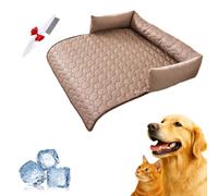 Fellmoment Cooling Mat Self-Cooling for Dogs Cats, XS-2XL 2025 Summer Ice Silk Water Paws Frost Mat Without Gel Comfort Non-Slip for Hot Summer Days (Cool Bed Brown, XL: 90 x 90 cm)