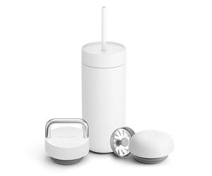 Fellow 16 oz Carter Bundle (3 in 1) Travel Mug with Carry Handle, Move & Cold Lids with Straw - to-Go Coffee Tumbler, Ceramic Interior & Vacuum-Insulated Stainless Steel - Coffee Cups-Matte White