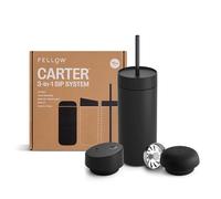 Fellow 16 oz Carter Bundle (3 in 1) Travel Mug with Slide-Lock, Move & Cold Lids with Reusable Straw, Ceramic Interior & Vacuum-Insulated Stainless Steel - Coffee Cups-Matte Black