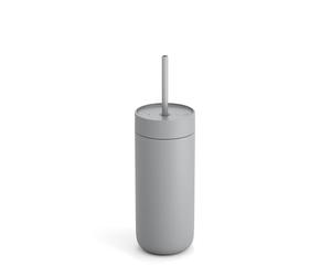 Fellow 20 oz Carter Cold Tumbler - Spill-Resistant Straw Lid, Stainless Steel Vacuum-Insulated Cup with Ceramic Interior and Reusable Straw for Cold Drinks, Fits Cup Holders,Dishwasher Safe,Matte Grey