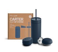 Fellow 3 in 1 Travel Mug with Slide Closure, Move & Cold Lids with Straw - Takeaway Coffee Mug - Ceramic and Stainless Steel Vacuum Insulated Interior - Coffee Cups